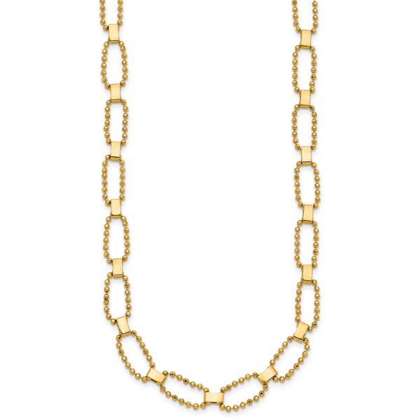 Leslie's 14K Polished / Dia-cut Fancy Beaded Link w/ 2in ext. Necklace - Image 2