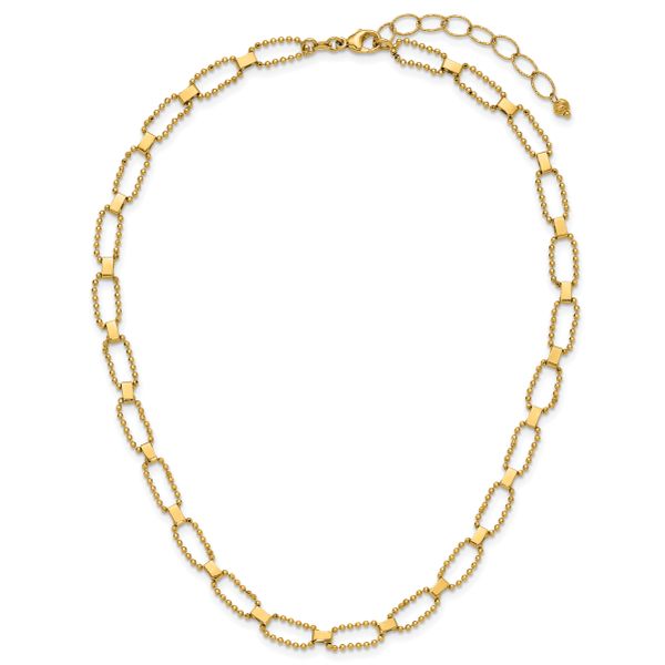 Leslie's 14K Polished / Dia-cut Fancy Beaded Link w/ 2in ext. Necklace - Image 4
