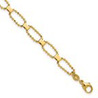 Leslie's 14K Polished / Dia-cut Fancy Beaded Link w/ 1in ext. Bracelet