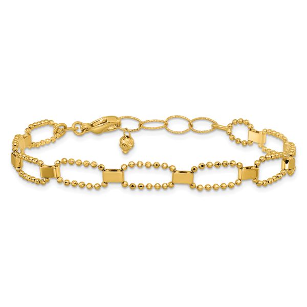 Leslie's 14K Polished / Dia-cut Fancy Beaded Link w/ 1in ext. Bracelet - Image 3