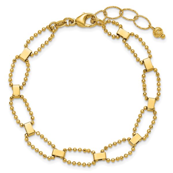 Leslie's 14K Polished / Dia-cut Fancy Beaded Link w/ 1in ext. Bracelet - Image 4