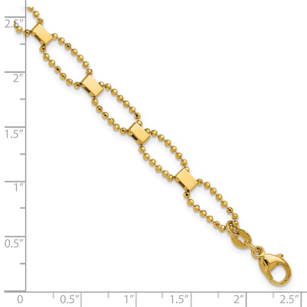 Leslie's 14K Polished / Dia-cut Fancy Beaded Link w/ 1in ext. Bracelet - Image 5