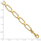 Leslie's 14K Polished / Dia-cut Fancy Beaded Link w/ 1in ext. Bracelet - Image 5