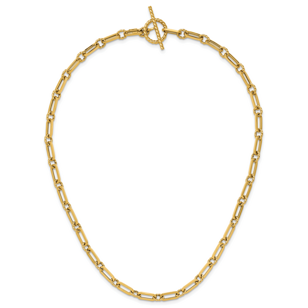 Leslie's 14K Polished and Twisted Fancy Link Toggle Necklace - Image 4