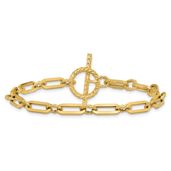 Leslie's 14K Polished and Twisted Fancy Link Toggle Bracelet - Image 3