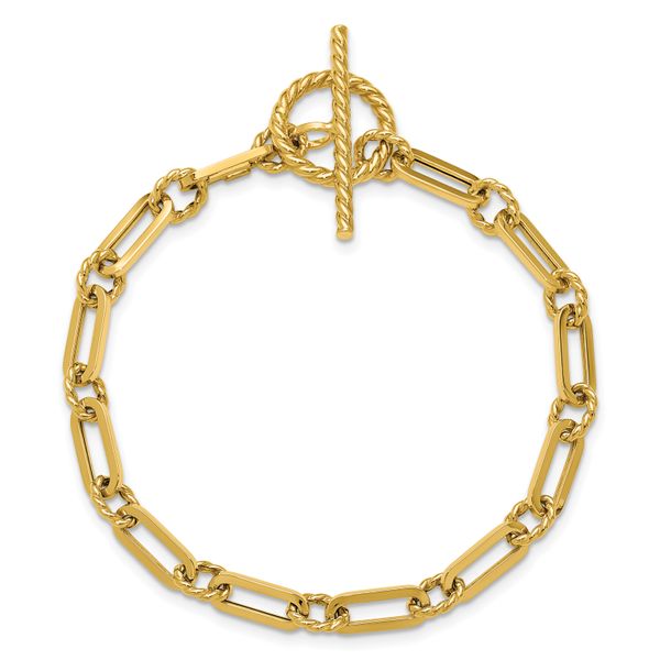 Leslie's 14K Polished and Twisted Fancy Link Toggle Bracelet - Image 4