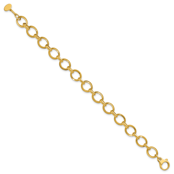 Leslie's 14K Polished and Grooved Fancy Link Bracelet - Image 2