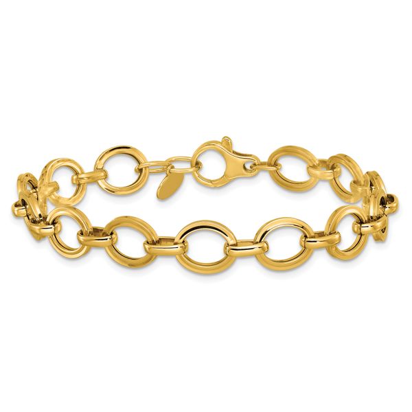 Leslie's 14K Polished and Grooved Fancy Link Bracelet - Image 3