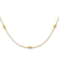 Leslie's 14K Polished/Textured/Dia-cut Beads w/ 2in ext. Necklace