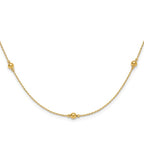 Leslie's 14K Polished/Textured/Dia-cut Beads w/ 2in ext. Necklace