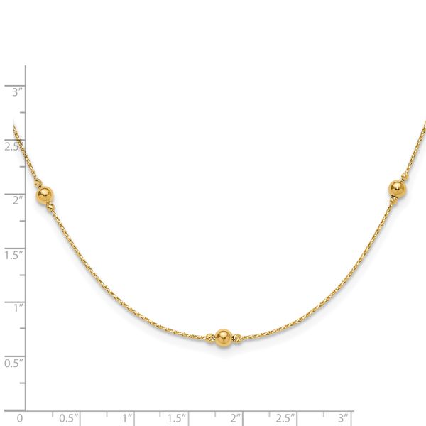 Leslie's 14K Polished/Textured/Dia-cut Beads w/ 2in ext. Necklace - Image 5