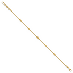 Leslie's 14K Polished/Textured/Dia-cut Beads w/1in ext. Bracelet - Image 2