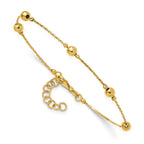 Leslie's 14K Polished/Textured/Dia-cut Beads w/1in ext. Bracelet - Image 3