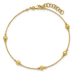 Leslie's 14K Polished/Textured/Dia-cut Beads w/1in ext. Bracelet - Image 4