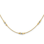 Leslie's 14K Two-tone Pol/Texture/Dia-cut Beads w/2in ext. Necklace