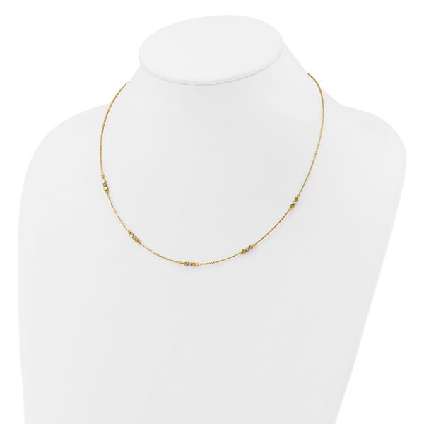 Leslie's 14K Two-tone Pol/Texture/Dia-cut Beads w/2in ext. Necklace - Image 2