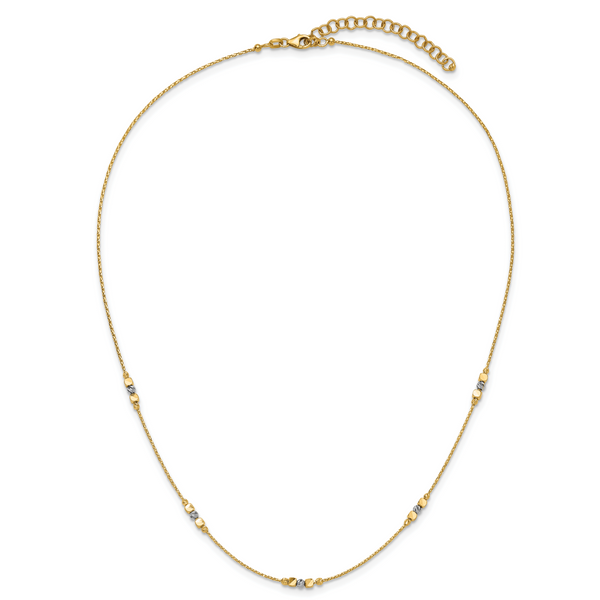 Leslie's 14K Two-tone Pol/Texture/Dia-cut Beads w/2in ext. Necklace - Image 3