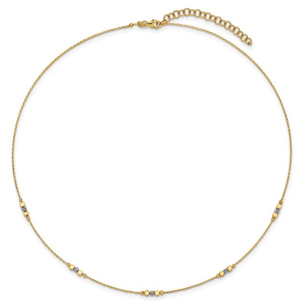 Leslie's 14K Two-tone Pol/Texture/Dia-cut Beads w/2in ext. Necklace - Image 4