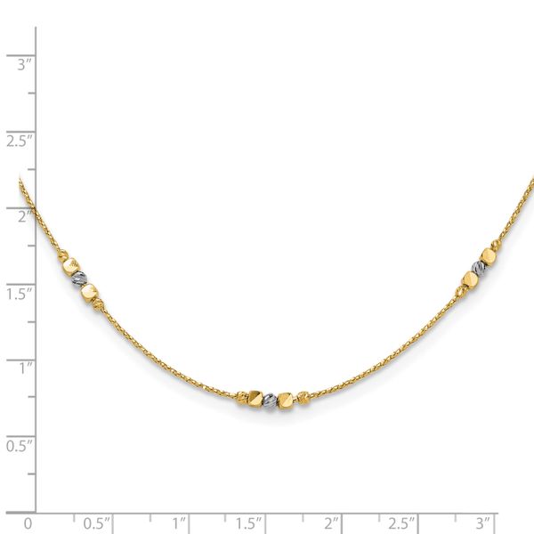 Leslie's 14K Two-tone Pol/Texture/Dia-cut Beads w/2in ext. Necklace - Image 5
