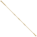 Leslie's 14K Two-tone Pol/Texture/Dia-cut Beads w/1in ext. Bracelet - Image 2