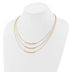 Leslie's 14K Pol/Texture/Dia-cut Beads 3-strand w/ 2in ext. Necklace - Image 2