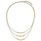 Leslie's 14K Pol/Texture/Dia-cut Beads 3-strand w/ 2in ext. Necklace - Image 3