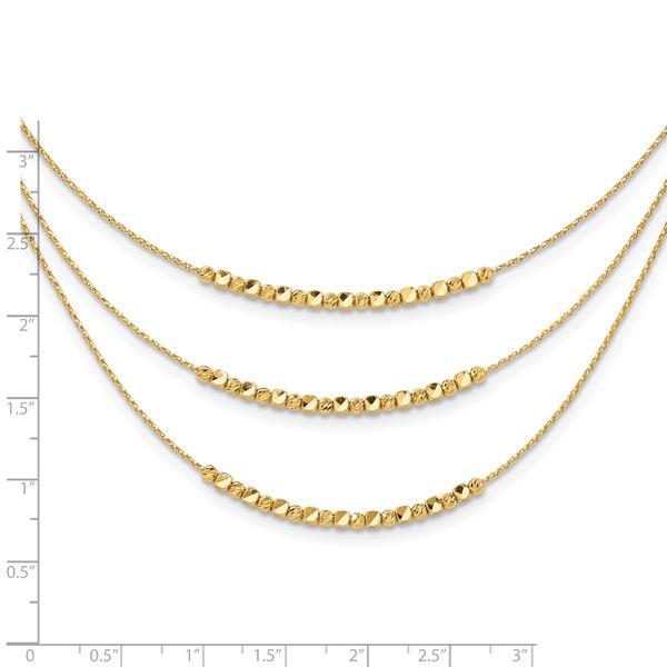 Leslie's 14K Pol/Texture/Dia-cut Beads 3-strand w/ 2in ext. Necklace - Image 5