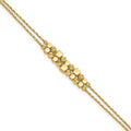 Leslie's 14K Pol/Texture/Dia-cut Beads 2-Strand w/ 1in ext. Bracelet