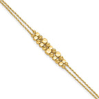 Leslie's 14K Pol/Texture/Dia-cut Beads 2-Strand w/ 1in ext. Bracelet