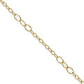 Leslie's 14K Polished Fancy Oval Link 9in Plus 1in ext. Anklet