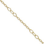Leslie's 14K Polished Fancy Oval Link 9in Plus 1in ext. Anklet