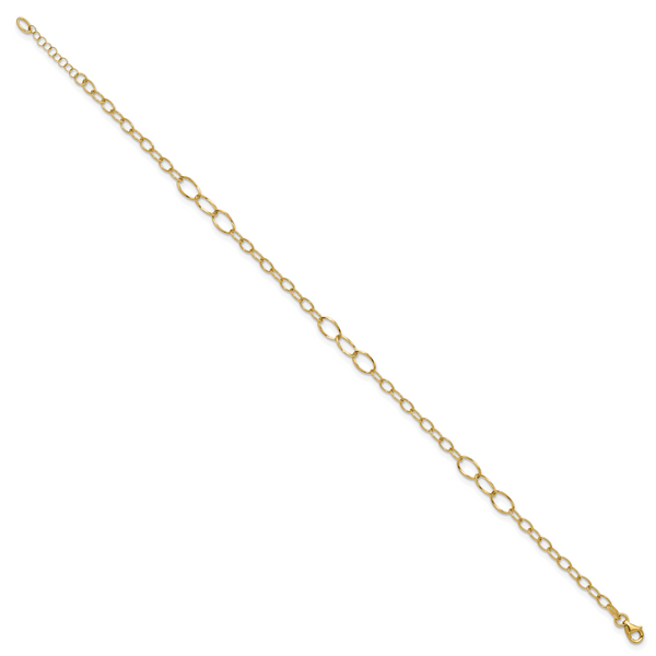 Leslie's 14K Polished Fancy Oval Link 9in Plus 1in ext. Anklet - Image 2