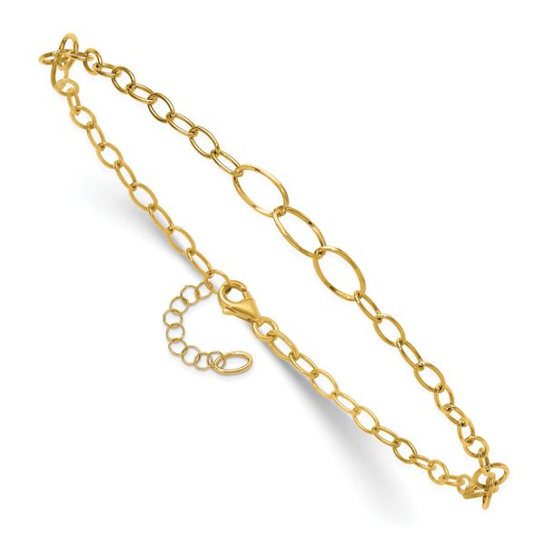 Leslie's 14K Polished Fancy Oval Link 9in Plus 1in ext. Anklet - Image 3