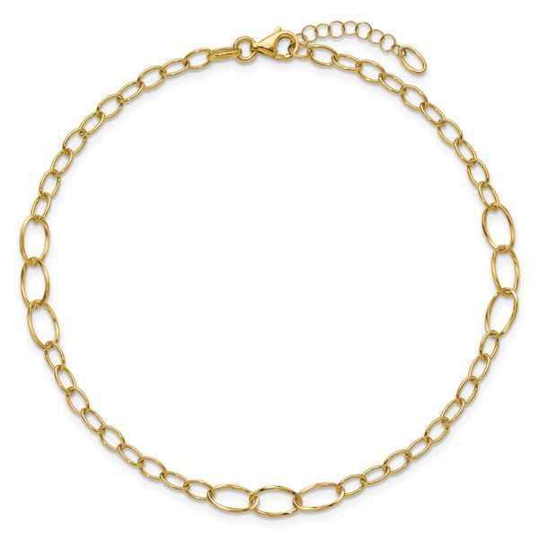 Leslie's 14K Polished Fancy Oval Link 9in Plus 1in ext. Anklet - Image 4