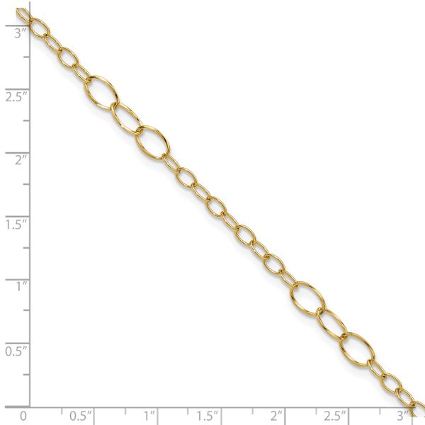 Leslie's 14K Polished Fancy Oval Link 9in Plus 1in ext. Anklet - Image 5