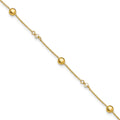 Leslie's 14K Polished FWC Pearl and Circles 9in Plus 1in ext. Anklet
