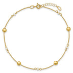 Leslie's 14K Polished FWC Pearl and Circles 9in Plus 1in ext. Anklet - Image 4