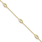 Leslie's 14K Polished Fancy Oval Link 9in Plus 1in ext. Anklet
