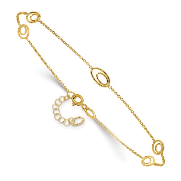 Leslie's 14K Polished Fancy Oval Link 9in Plus 1in ext. Anklet - Image 3
