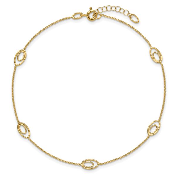 Leslie's 14K Polished Fancy Oval Link 9in Plus 1in ext. Anklet - Image 4