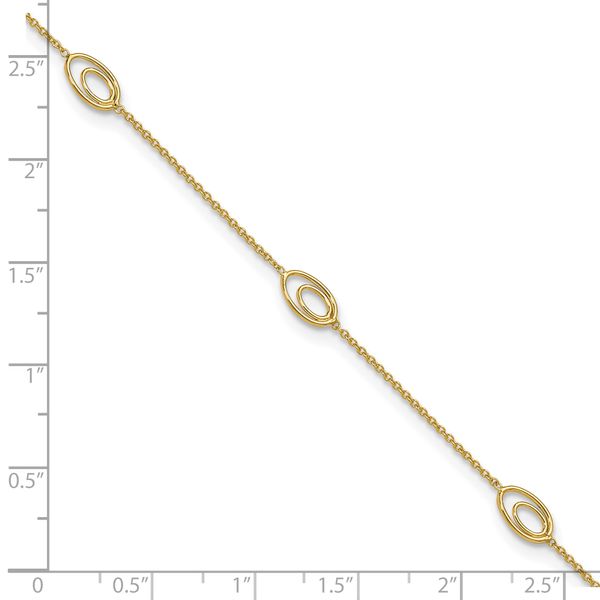 Leslie's 14K Polished Fancy Oval Link 9in Plus 1in ext. Anklet - Image 5
