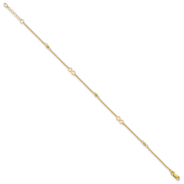 Leslie's 14K Polished/Diamond-cut Infinity 9in Plus 1in ext. Anklet - Image 2