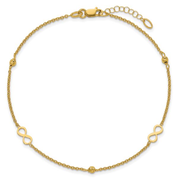 Leslie's 14K Polished/Diamond-cut Infinity 9in Plus 1in ext. Anklet - Image 4