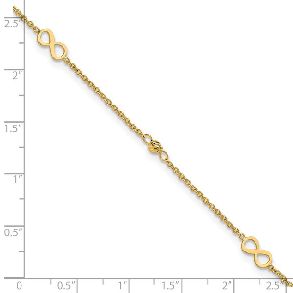 Leslie's 14K Polished/Diamond-cut Infinity 9in Plus 1in ext. Anklet - Image 5