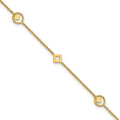 Leslie's 14K Polished Geometric Station 9in Plus 1in ext. Anklet