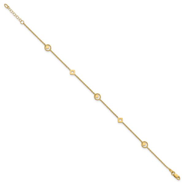 Leslie's 14K Polished Geometric Station 9in Plus 1in ext. Anklet - Image 2