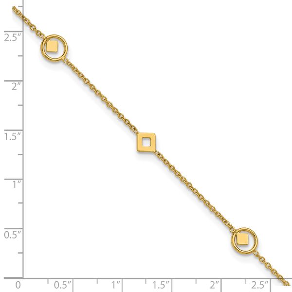 Leslie's 14K Polished Geometric Station 9in Plus 1in ext. Anklet - Image 5