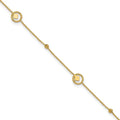Leslie's 14K Polish/Dia-cut Geometric Bead 9in Plus 1in ext. Anklet