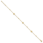 Leslie's 14K Polish/Dia-cut Geometric Bead 9in Plus 1in ext. Anklet - Image 2