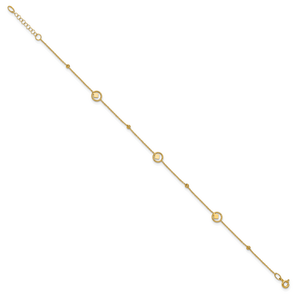 Leslie's 14K Polish/Dia-cut Geometric Bead 9in Plus 1in ext. Anklet - Image 2